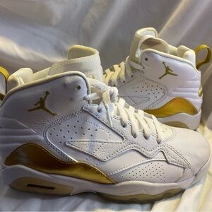 White and Gold High-Top Sneakers